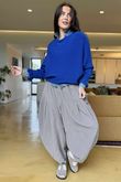 Conrad Batwing Ruffle Cuff Knit Lapis